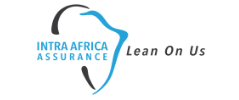 Intra Africa Assurance logo with blue shield and Lean On Us tagline